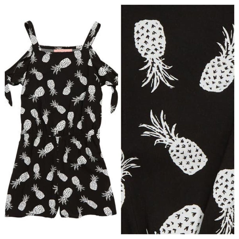 Mia Chica Cold Shoulder Pineapple Print Romper